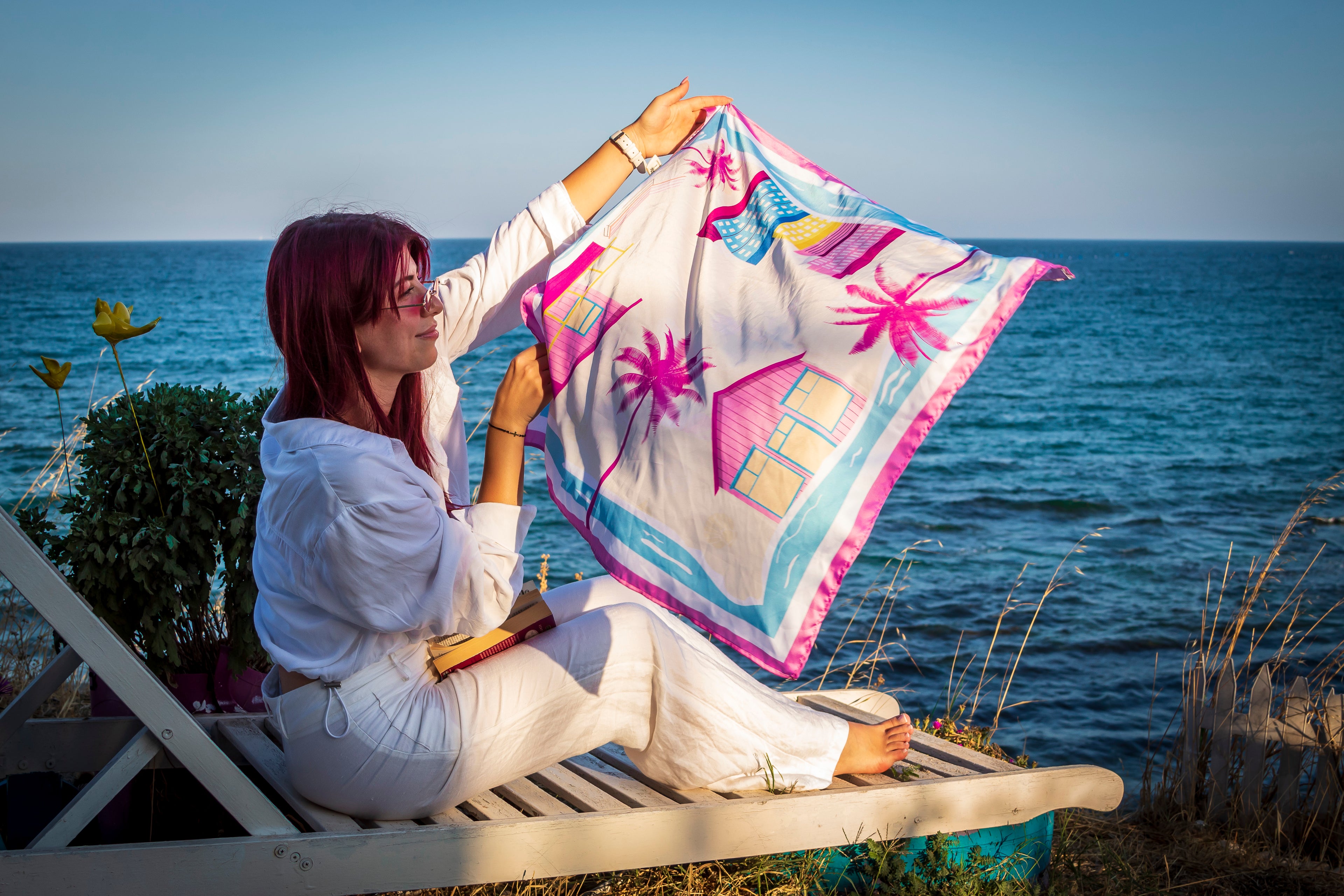 Сатенен шал "Pink Summer"