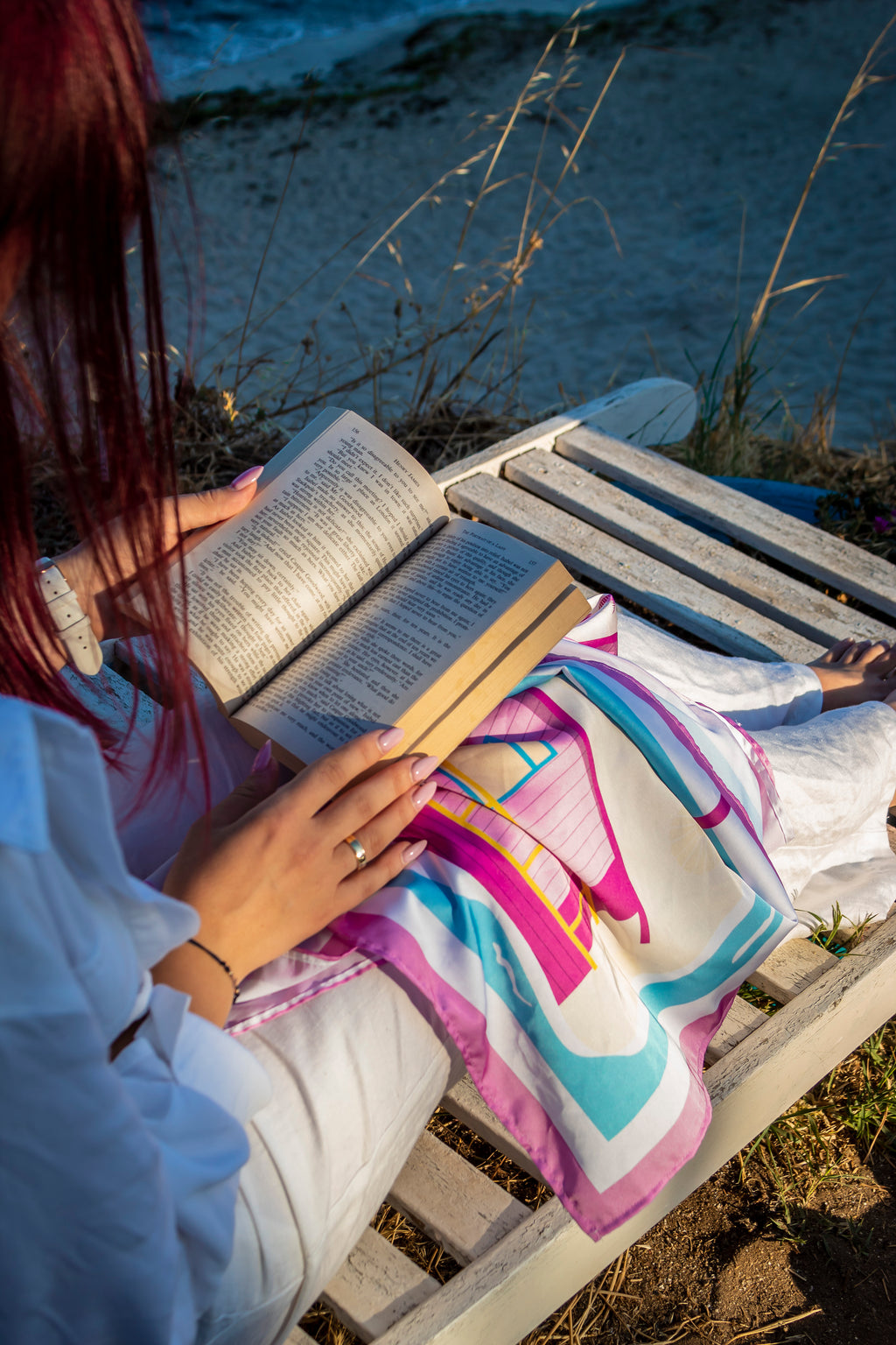 Сатенен шал "Pink Summer"