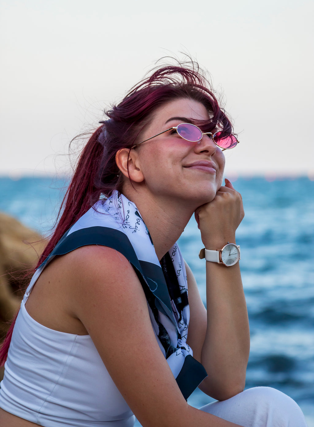 Сатенен шал “Echoes of the Orca”