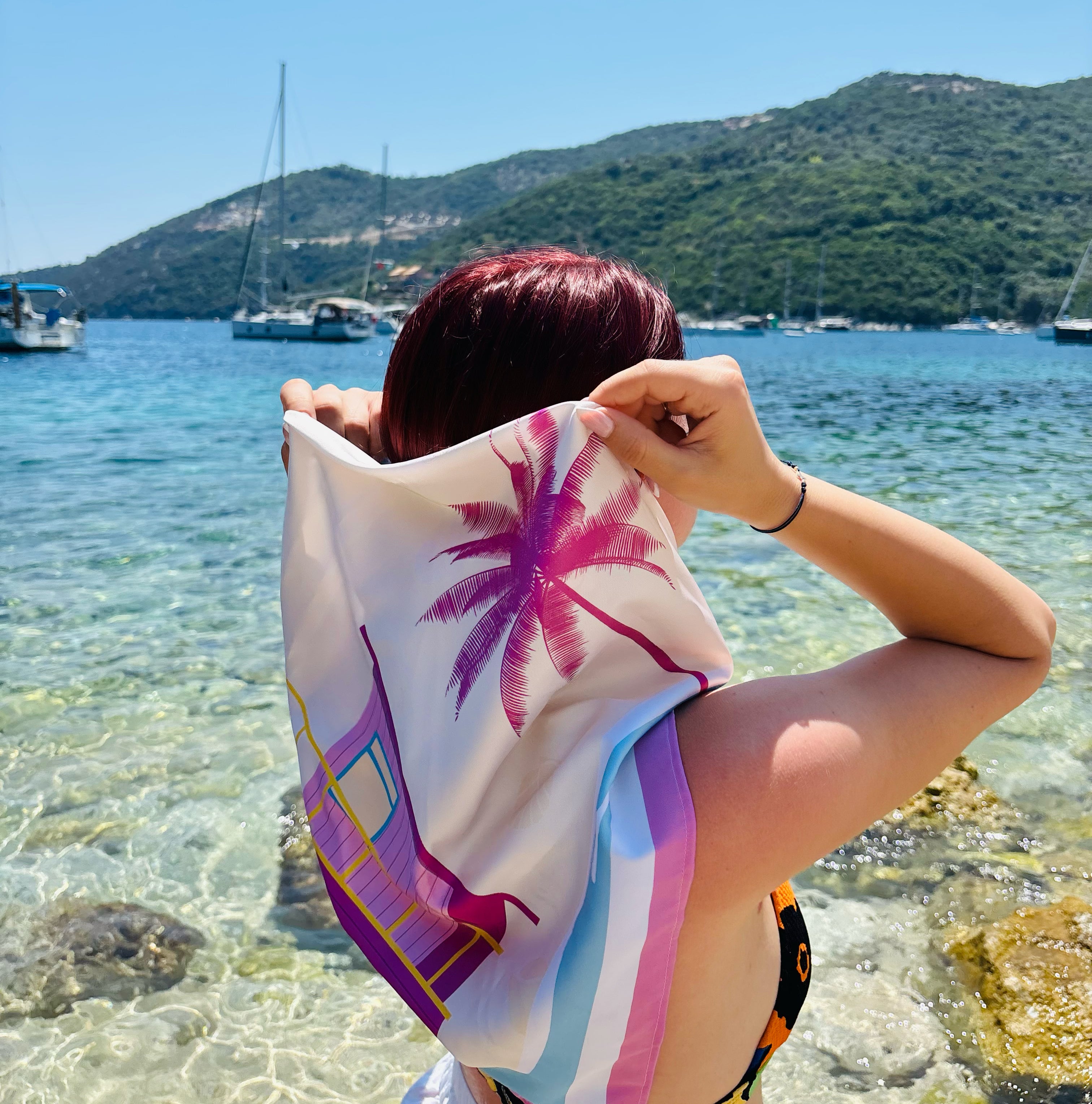 Сатенен шал "Pink Summer"